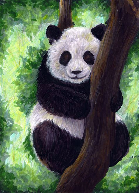 Panda in Tree by raeljalin on DeviantArt