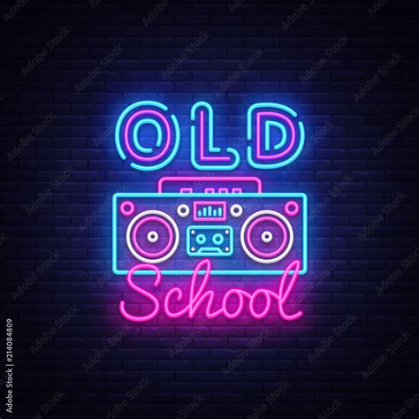 Old School neon sign vector. Retro Music Design template neon sign ...