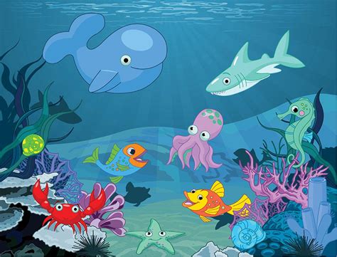 background of an underwater life Wall Mural Wallpaper | Canvas Art Rocks