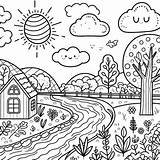 Cute Landscape coloring Page  Download Print Or Color Online For Free sketch template