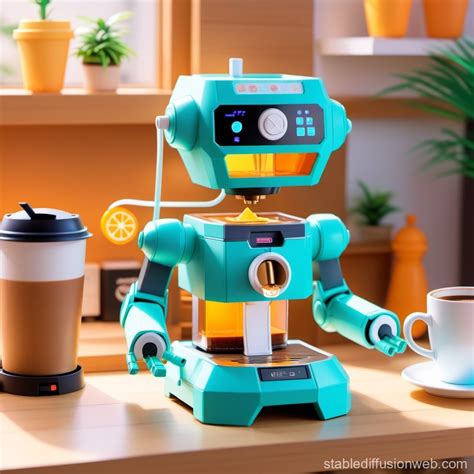 3D Printed Toy: Coffee Machine Robot | Stable Diffusion Online