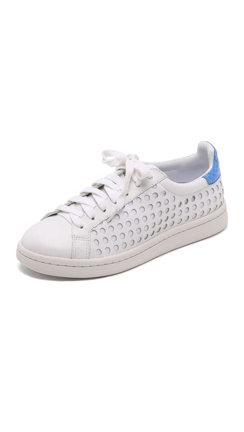 Loeffler randall Zora Perforated Sneakers in White (White perforated leather periwin) - Save 45% ...