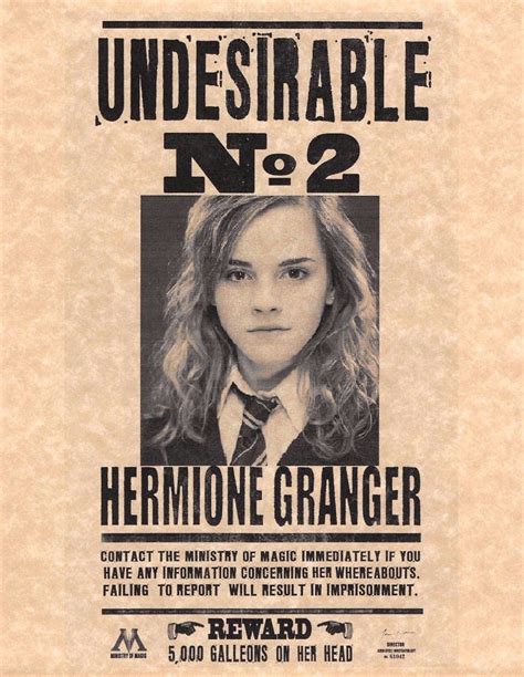 Harry Potter Undesirable Number 2 Hermione Granger Flyer