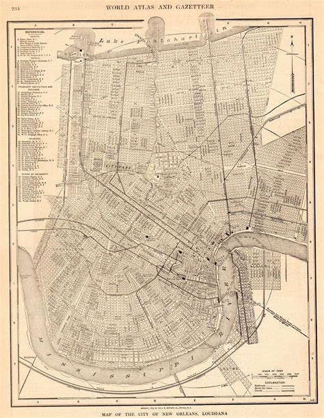 1926 Antique NEW ORLEANS Map Vintage Map of New Orleans Louisiana Print Black and White Gallery ...