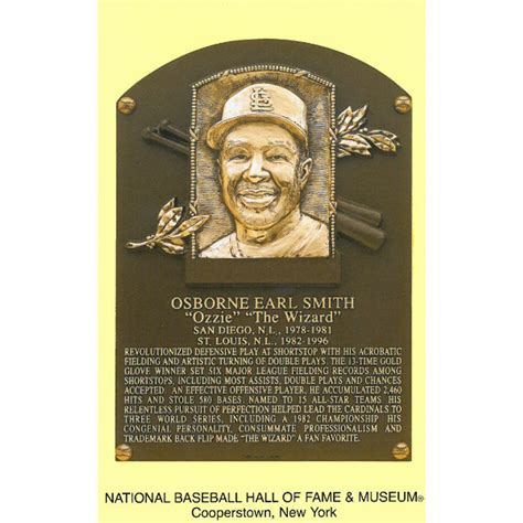 Ozzie Smith Baseball Hall of Fame Plaque Postcard