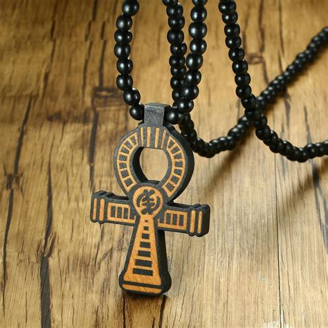 Wooden Beads Ankh Necklace | Diamond cross necklaces, Beautiful jewelry ...