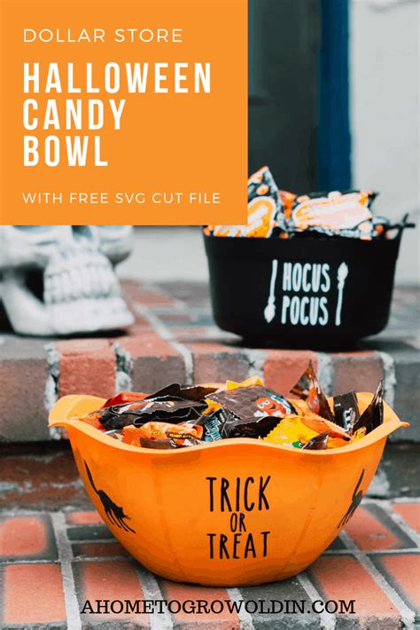 Dollar Store Halloween Candy Bowl with Free SVG Cut File » A Home To Grow Old In