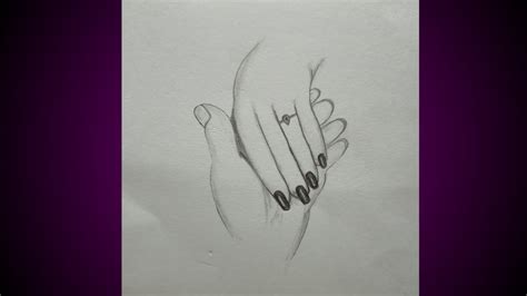 Pencil drawing holding hands- how to draw engagement couple holding hands - YouTube