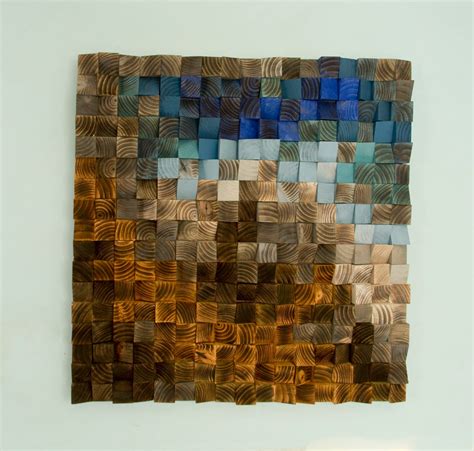 Wood wall Art Large, rustic wood art, wood mosaic, geometric wall art ...