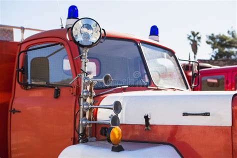 Retro fire truck horn stock image. Image of equipment - 108177627