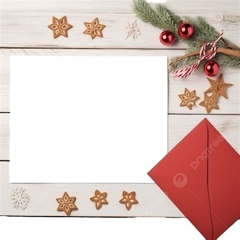 Blank Red Envelope, Empty Note And White Christmas Toys On Wooden ...