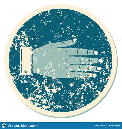 Distressed Sticker Tattoo Style Icon of a Hand Stock Photo - Image of drawing, distressed: 180325020