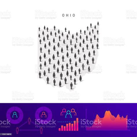 Ohio People Map Detailed Vector Silhouette Mixed Crowd Of Men And Women ...