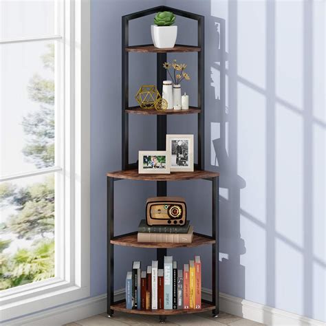 Buy Tribesigns 5-Tier Corner Shelf, 60 Inch Corner Bookshelf Small ...