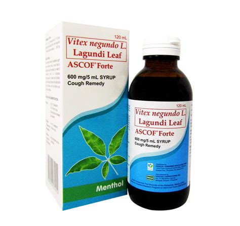 ASCOF Lagundi for Adults 600mg/5mL Menthol-Flavored Syrup 120mL – Basbox Beauty