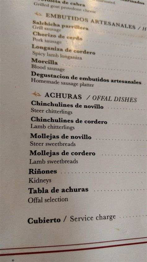 Menu at Don Julio steakhouse, Buenos Aires, Guatemala 4699