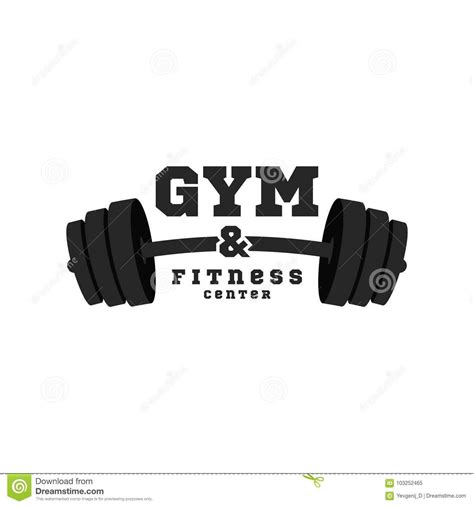 Illustration about Gym logo. Fitness center logo design template. Black barbell isolated on ...