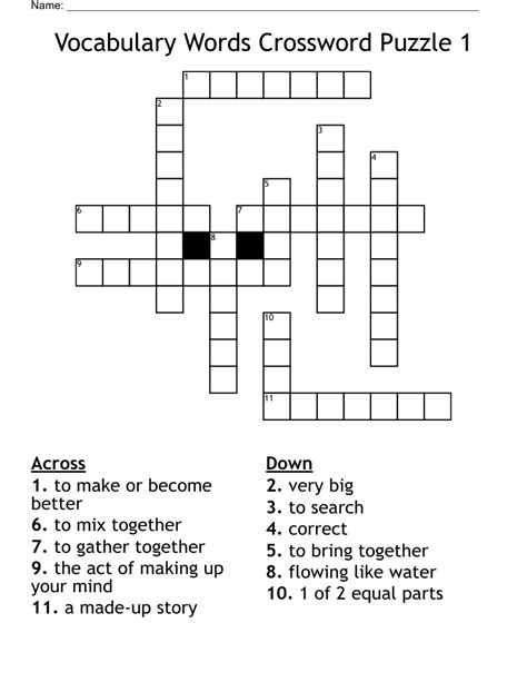 Crossword Puzzle Using Spelling Words