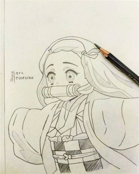 Line Art Nezuko Drawing Easy - Download Free Mock-up