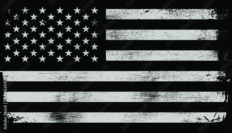 Vintage American flag.Grunge black and white USA flag.EPS 10. Stock Vector | Adobe Stock