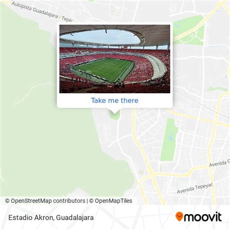 How to get to Estadio Akron in Zapopan by bus or train?