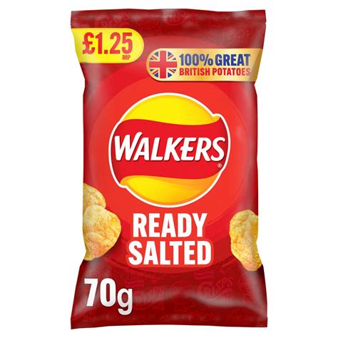 Walkers Ready Salted Crisps, 70g (Box of 15) — BritishGram.com