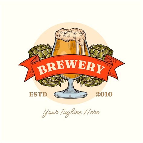 Free Vector | Hand drawn brewery logo template