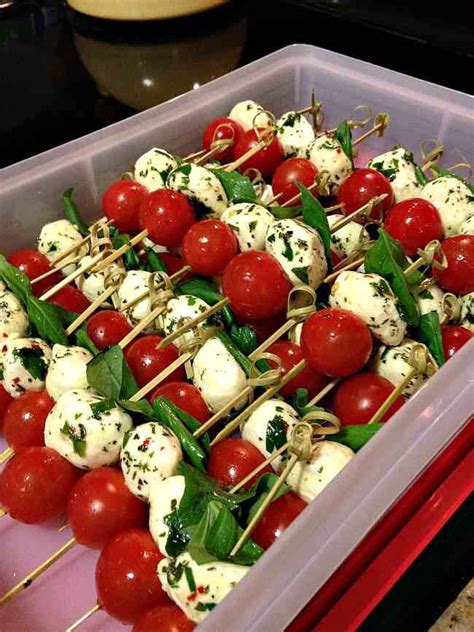 caprese kebabs •cherry tomatoes •mozzarella cheese [I purchased already marinated mozzarella ...