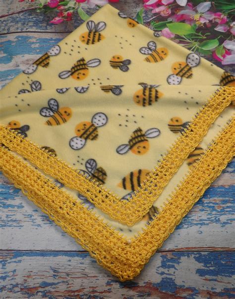 Fleece Baby Blanket With Crochet Edge/crochet Trim/crochet - Etsy