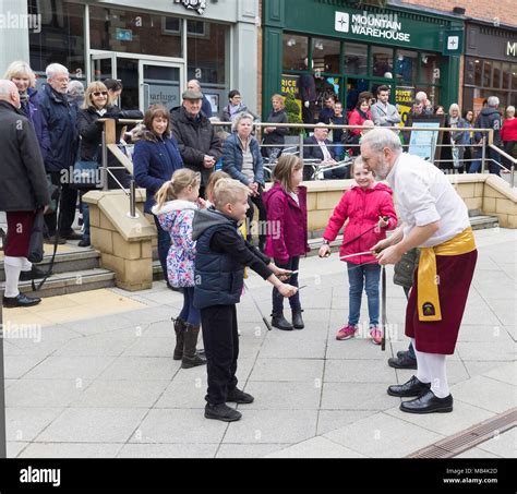 The 51st Northumbrian Gathering at Morpeth, Northumberland, UK in April 2018. A dancer in ...