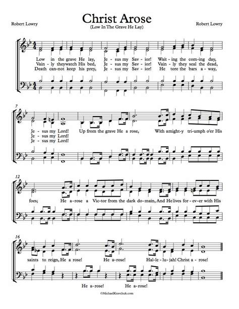 Free Choir Sheet Music – Christ Arose (Low In The Grave He Lay ...