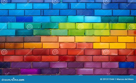 Wallpaper, Brick Wall Painted with the LGBTQ Rainbow Pride Colors Stock Illustration ...