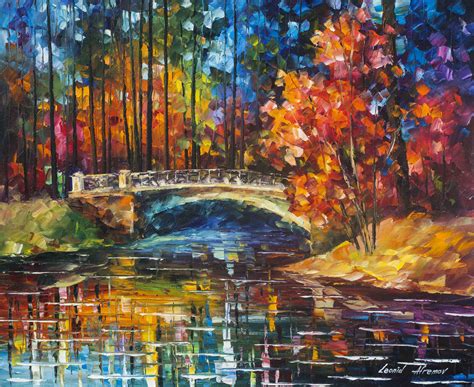 Flowing Under The Bridge - Original Oil Painting On Canvas By Leonid Afremov - 20"X24" (50cm x 60cm)