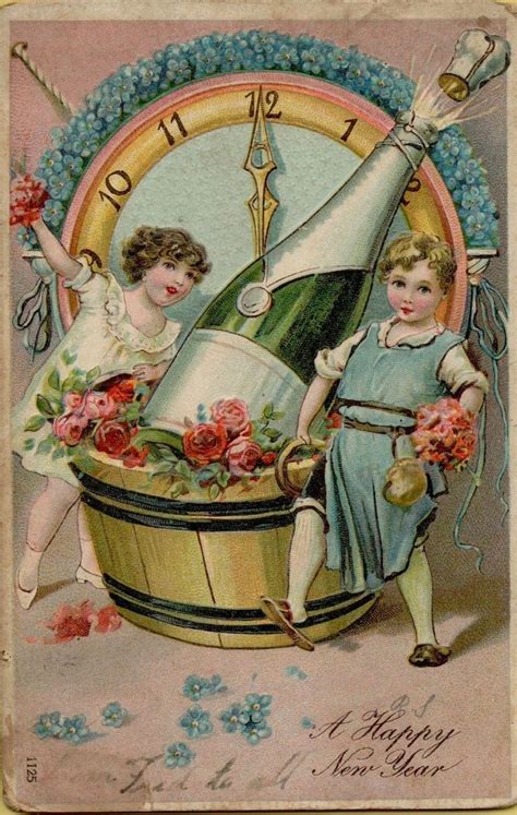 Vtg New Years Victorian Embossed c1910 Greetings Postcard | New year ...