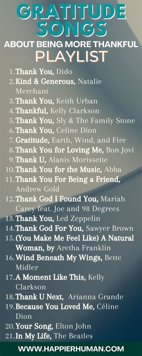 31 Best Gratitude & Thank You Songs [2024 Update] - Happier Human