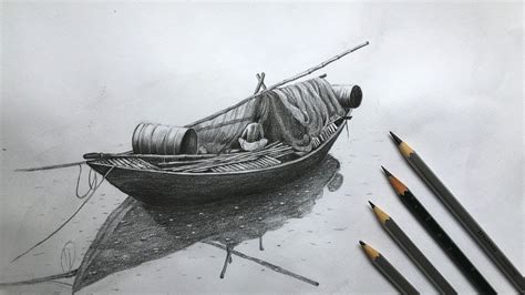 Drawing a boat in pencil sketch | fishing boat drawing step by step ...