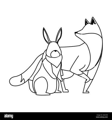 cartoon fox and rabbit, flat design Stock Vector Image & Art - Alamy