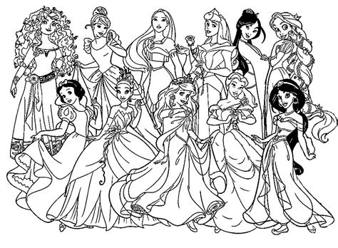 Printable Disney Princesses coloring page - Download, Print or Color Online for Free