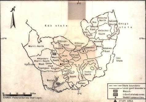 Map of Delta State showing the study site and other nearby towns ...