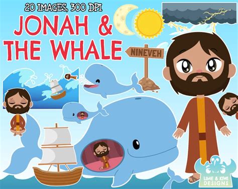 Jonah and the Whale Clipart Instant Download Vector Art | Etsy