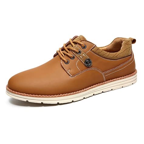 Spring Autumn Men Leather Casual Shoes Male Comfortable Leather Shoes Men Work Shoe Solid Color ...