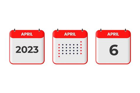 April 6 calendar design icon. 2023 calendar schedule, appointment, important date concept ...