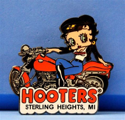 STERLING HEIGHTS, MI HOOTERS BETTY BOOP GIRL ON MOTORCYCLE BIKE LAPEL PIN | eBay