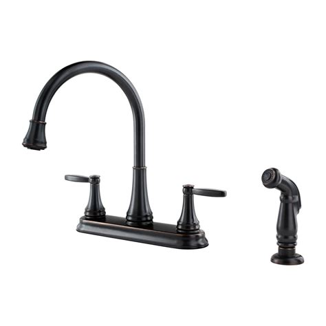 Pfister Glenfield Tuscan Bronze 2-Handle Deck Mount High-Arc Kitchen Faucet at Lowes.com