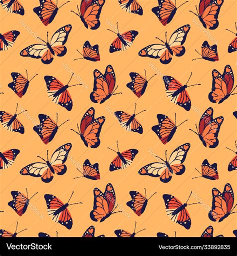 Monarch butterfly seamless pattern background Vector Image