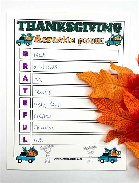 Thanksgiving Acrostic Poem Templates (4 free printables)