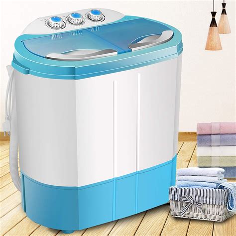 FitnessClub Portable Mini Twin Tub Washing Machine Washer And Spin Dryer Combo Compact For ...