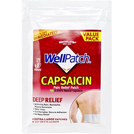 5 Pack - Mentholatum WellPatch Capsaicin Pain Relief Patches, 4 count Each - Walmart.com