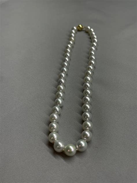 Natural Light Blue Akoya Pearl Necklace 14KYG - Etsy