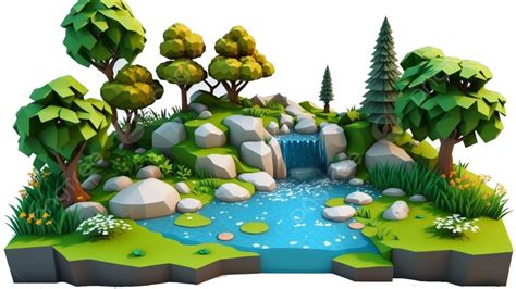 3d Forest Environment Waterfall Flowing Water Nature Environment, 3d, Forest, Plant PNG ...